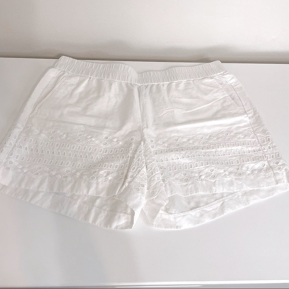 J. Crew Embroidered Cotton White Shorts Sz S